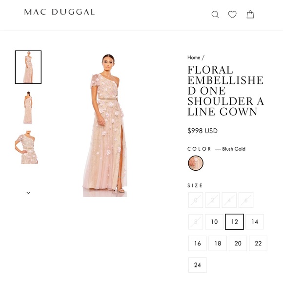NWT Mac Duggal 3D Floral One Shoulder Gown. B282 - Picture 3 of 16